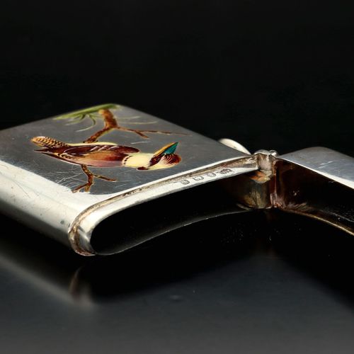 Edwardian Silver Vesta Case Decorated with an Enamel Kookaburra image-5