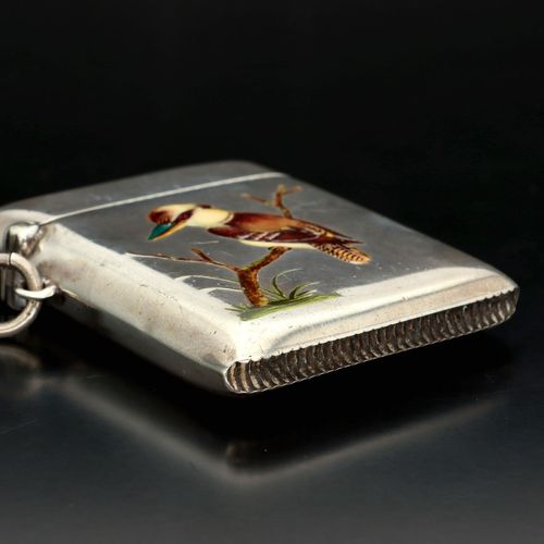 Edwardian Silver Vesta Case Decorated with an Enamel Kookaburra image-6