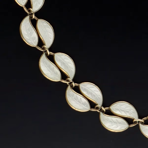 David Andersen Silver and Enamel Leaf Necklace