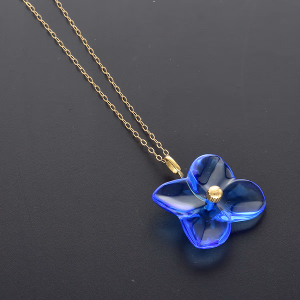 Baccarat Hortensia Blue Crystal Flower Necklace