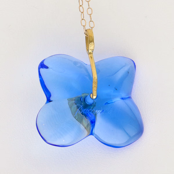 Baccarat Hortensia Blue Crystal Flower Necklace