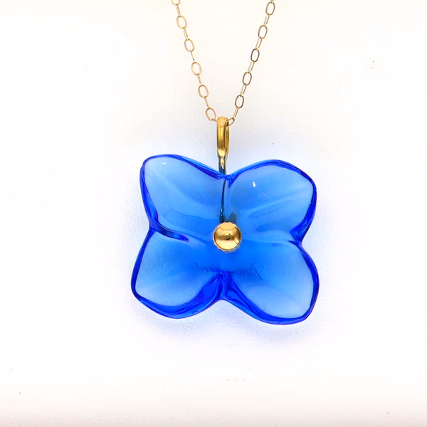 Baccarat Hortensia Blue Crystal Flower Necklace
