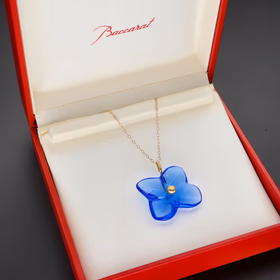 Baccarat Hortensia Blue Crystal Flower Necklace