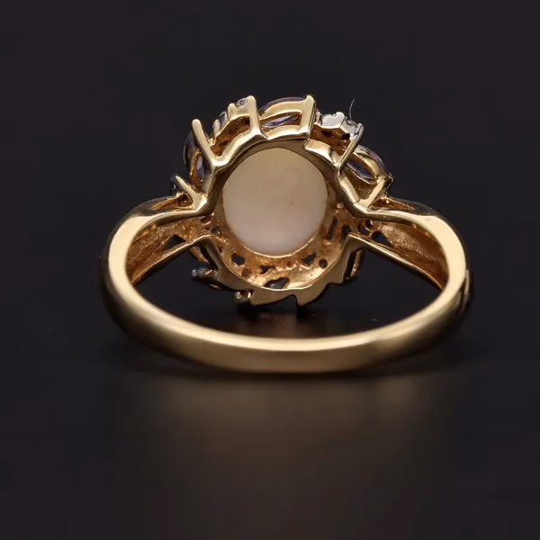 Gold Opal Tanzanite Diamond Ring