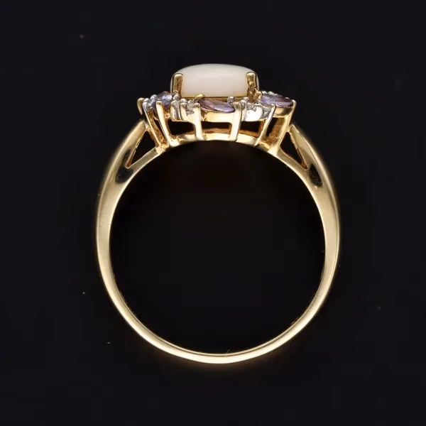 Gold Opal Tanzanite Diamond Ring