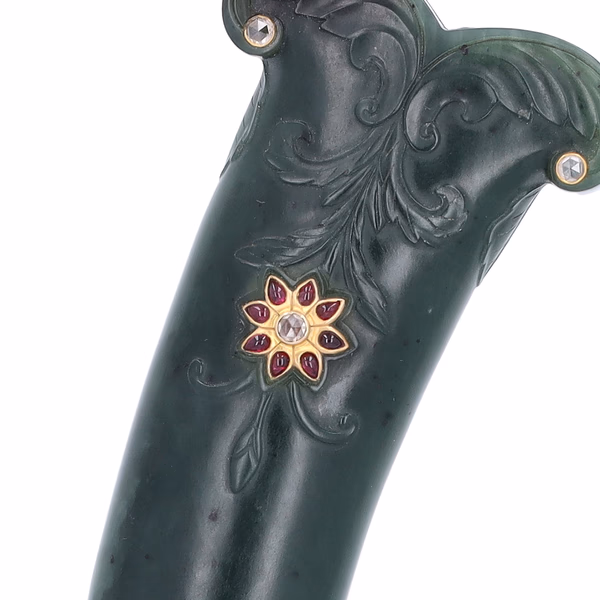 Indian Spinach Jade Dagger Handle