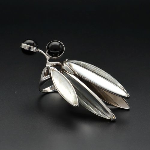 Lalique Large Dragonfly Silver Ring image-3