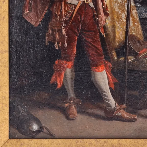 19th Century Oil on Canvas The Guard by Louis-Georges Brillouin