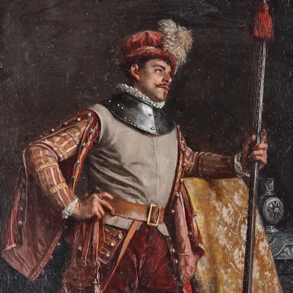 19th Century Oil on Canvas The Guard by Louis-Georges Brillouin