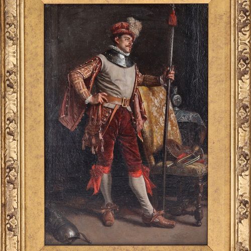 19th Century Oil on Canvas The Guard by Louis-Georges Brillouin image-2