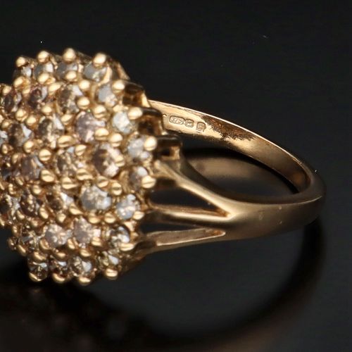 9ct Gold Cognac Diamond Cluster Ring image-6
