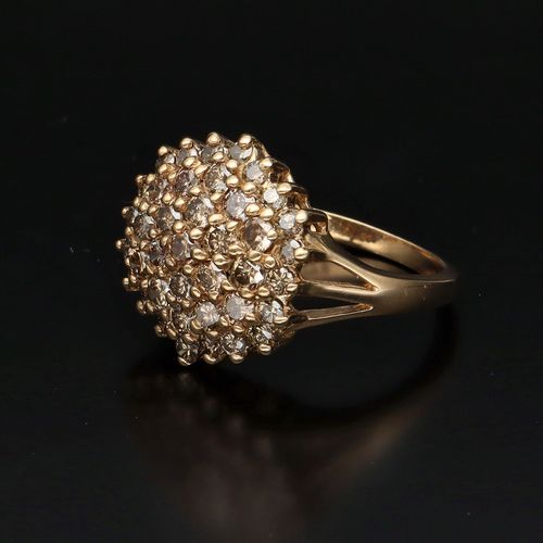 9ct Gold Cognac Diamond Cluster Ring image-3