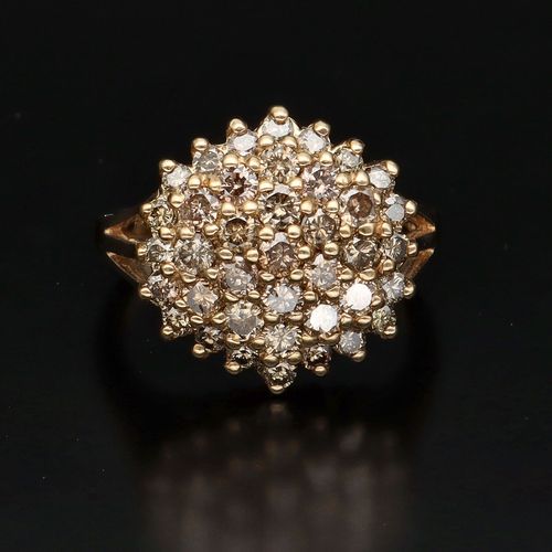 9ct Gold Cognac Diamond Cluster Ring image-2