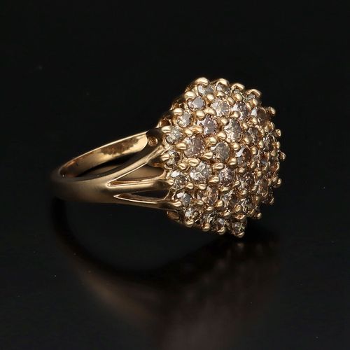 9ct Gold Cognac Diamond Cluster Ring image-1