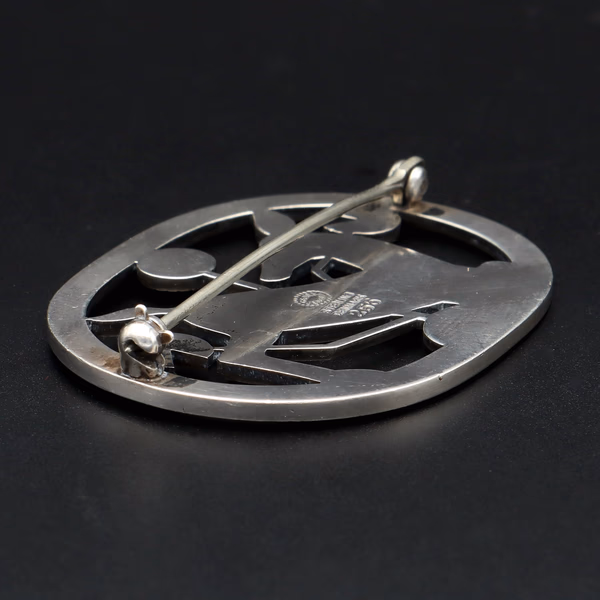 A Danish Sterling Silver 256 Kneeling Fawn Design Brooch