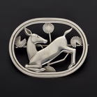 A Danish Sterling Silver 256 Kneeling Fawn Design Brooch