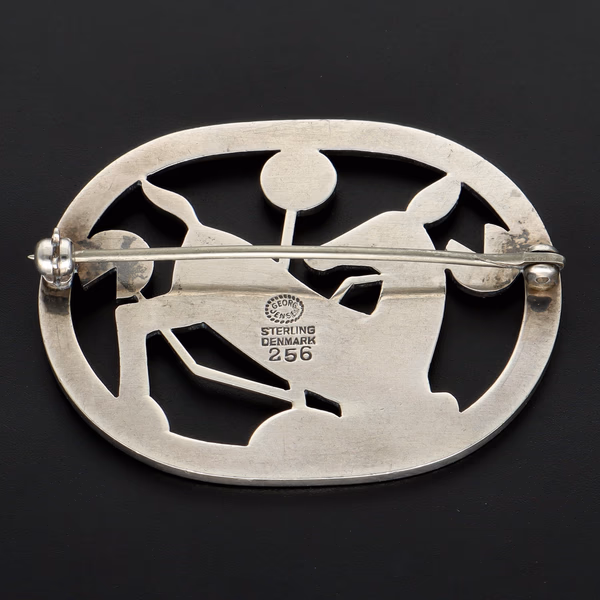 A Danish Sterling Silver 256 Kneeling Fawn Design Brooch