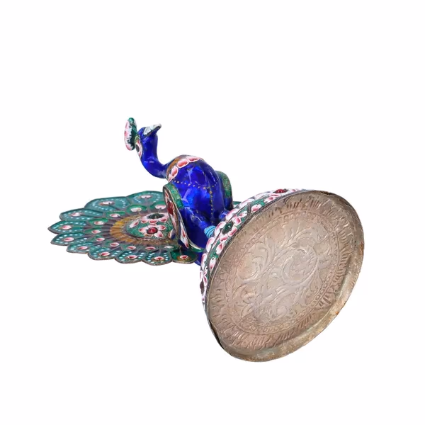 19th Century Silver and Enamel Peacock
