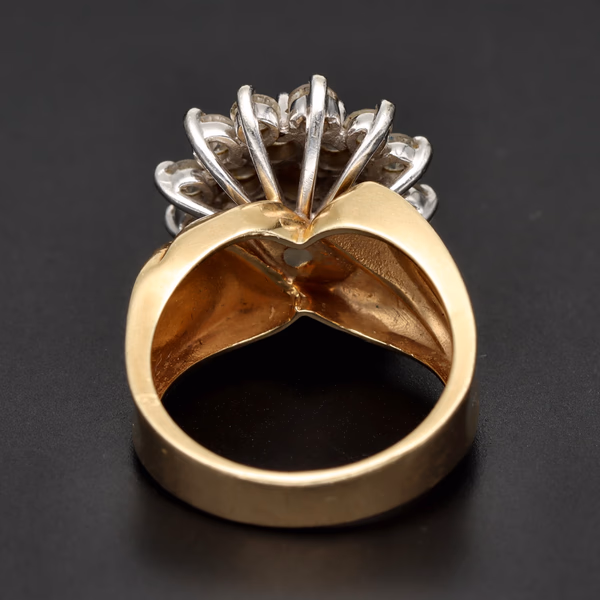 Vintage 14k Gold Diamond Cluster Ring