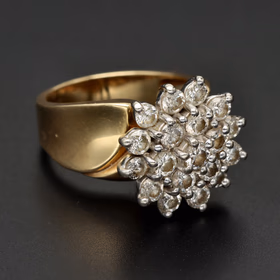 Vintage 14k Gold Diamond Cluster Ring