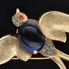 Rare Crown Trifari Jelly Belly Bird Brooch