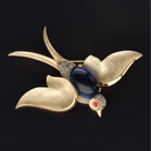 Rare Crown Trifari Jelly Belly Bird Brooch
