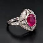 Art Deco 1930's 18ct White Gold Burmese Ruby & Diamond Ring