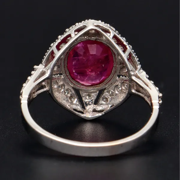 Art Deco 1930's 18ct White Gold Burmese Ruby & Diamond Ring