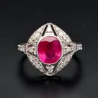 Art Deco 1930's 18ct White Gold Burmese Ruby & Diamond Ring