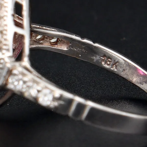 Art Deco 1930's 18ct White Gold Burmese Ruby & Diamond Ring