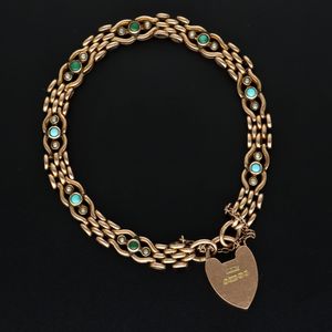 9ct Gold Pearl and Turquoise Bracelet