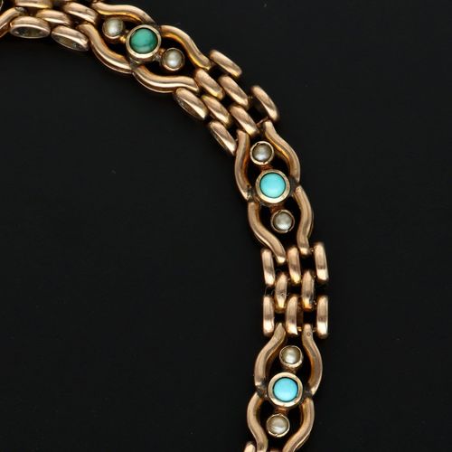 9ct Gold Pearl and Turquoise Bracelet image-2