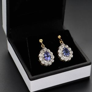 18ct Gold Tanzanite and Diamond Earrings