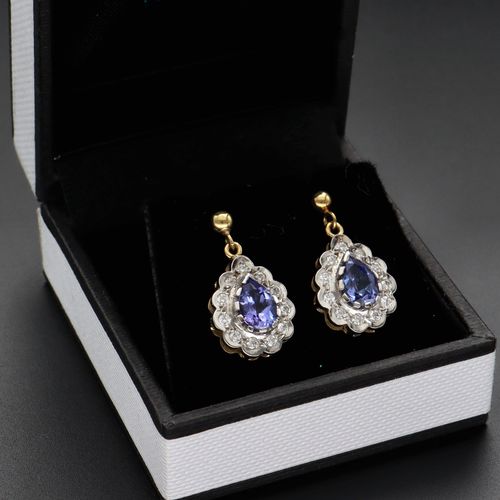 18ct Gold Tanzanite and Diamond Earrings image-1