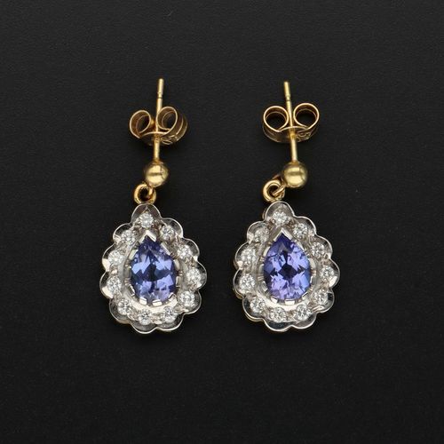 18ct Gold Tanzanite and Diamond Earrings image-3