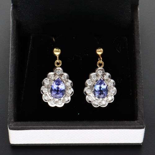 18ct Gold Tanzanite and Diamond Earrings image-2