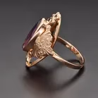 14ct Yellow Gold Vintage Russian Amethyst Ring