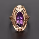 14ct Yellow Gold Vintage Russian Amethyst Ring