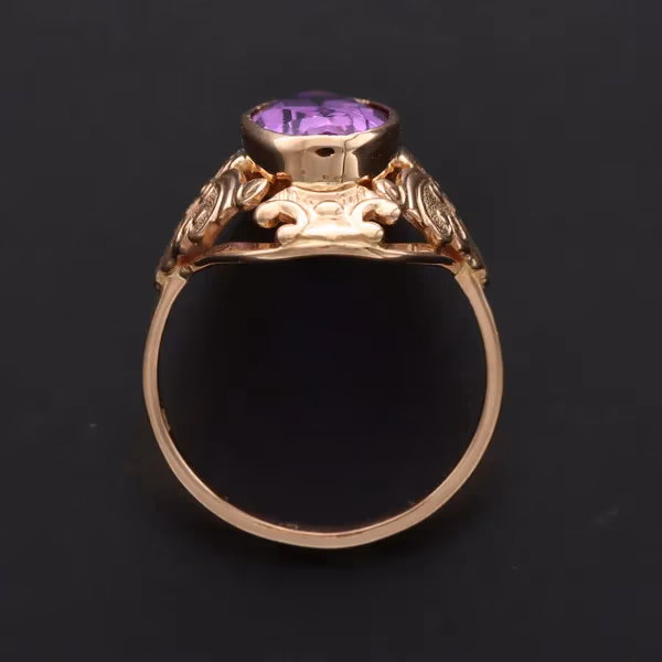 14ct Yellow Gold Vintage Russian Amethyst Ring