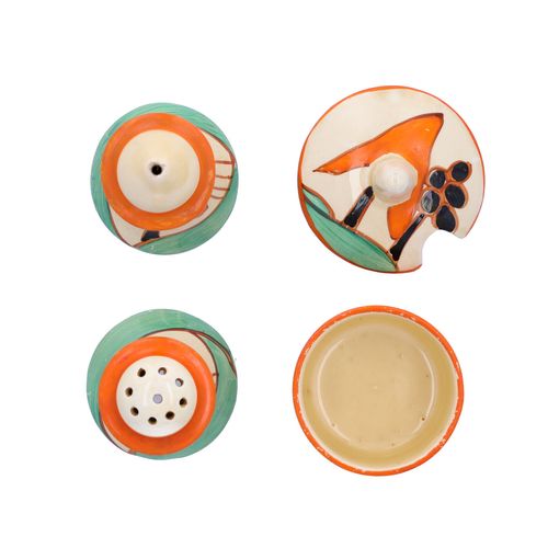 Clarice Cliff Orange Trees and House Muffineer Set image-3
