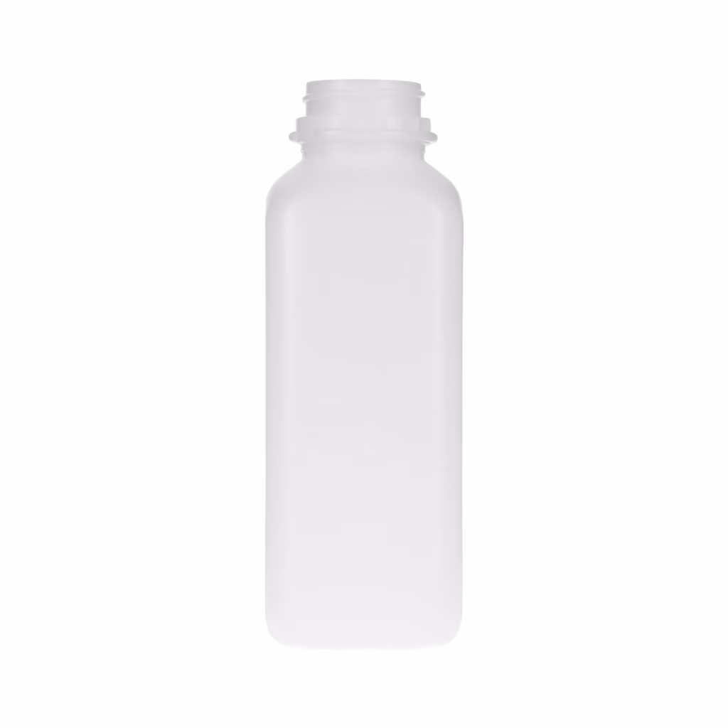 16oz (480ml) Natural Tall Square Plastic Juice Bottle 38400 Tamper