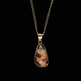 9ct Gold Rutilated Quartz Pendant Necklace