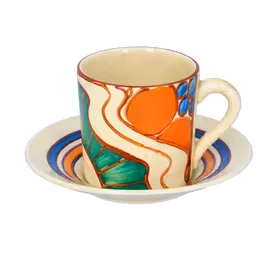 Clarice Cliff Sunrise Coffee Can & Saucer