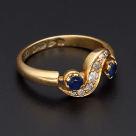 Victorian 'Chester' 18ct Gold Sapphire Diamond Ring. Size L1/2