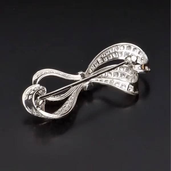 Platinum and Diamond Bow Brooch