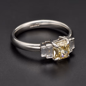 Platinum Natural Orange Diamond Ring