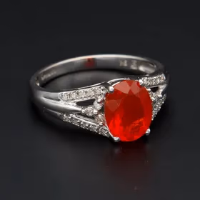 Gold Fire Opal Diamond Ring