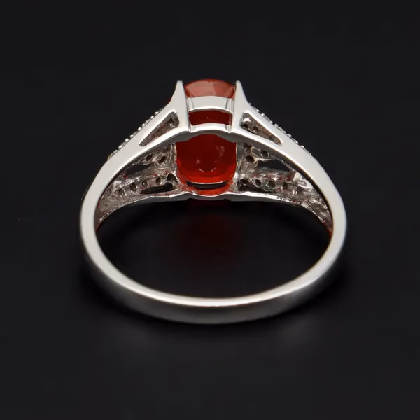 Gold Fire Opal Diamond Ring