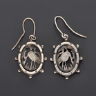 Antique Victorian Aesthetic Movement Silver Brooch & Earrings Suite