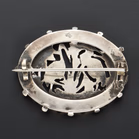 Antique Victorian Aesthetic Movement Silver Brooch & Earrings Suite